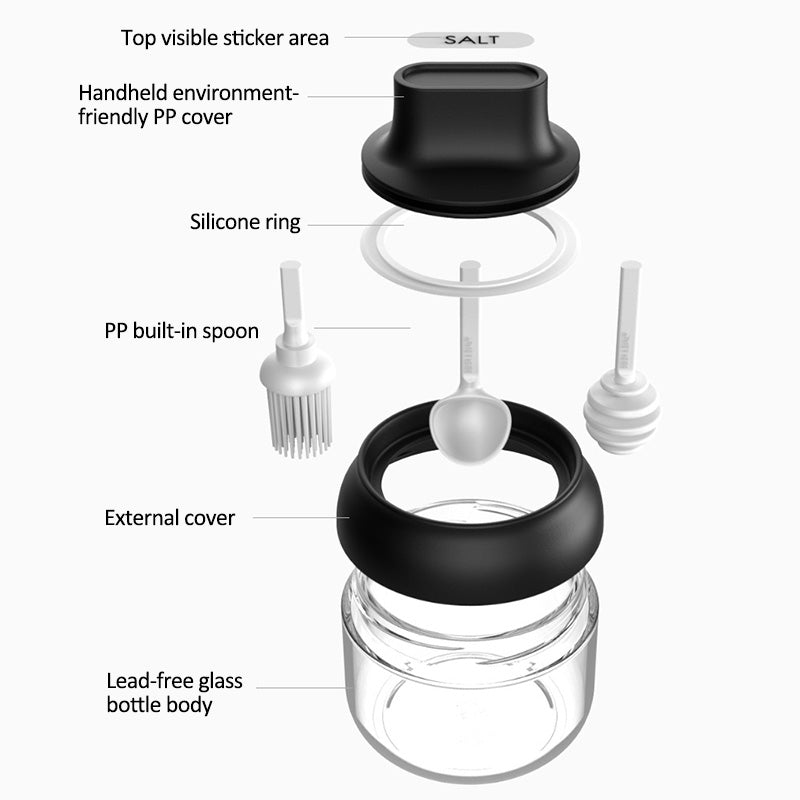 280ml Clear Glass Seasoning Jar Spice Dispensing Bottle with Spoon Oil Brush Honey Stick (BPA-Free No FDA Certificate) (BPA-Free No FDA Certificate) 280ml Clear Glass Seasoning Jar Spice Dispensing Bottle with Spoon Oil Brush Honey Stick (BPA-Free No FDA Certificate) (BPA-Free No FDA Certificate)